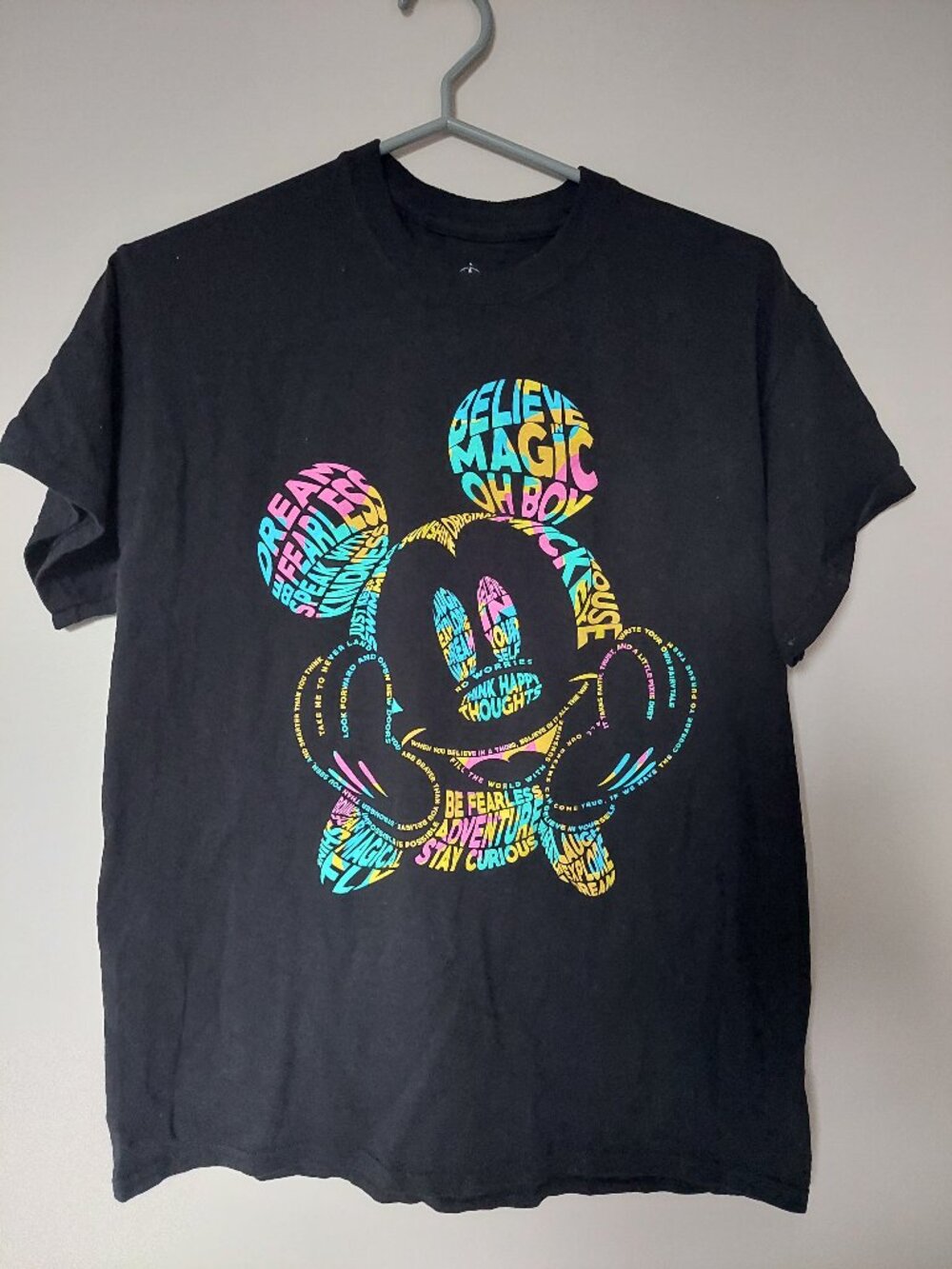 Disney Mickey Mouse "Be Fearless" Graphic T-Shirt Black Adult Unisex Size M